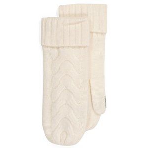 HANNAH ROSE 100% Cashmere Mitten Off White Chunky Cable Cream Soft Touch Screen